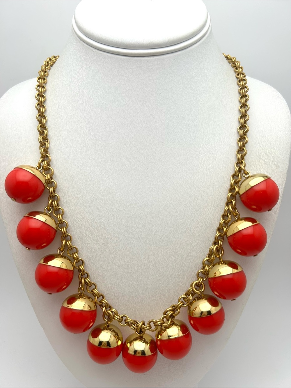 J. Crew Red Bauble Necklace